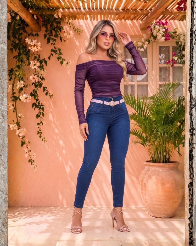 JEAN STRETCH TIRO ALTO 3 BOTONES SIN BOLSILLOS BOTA TUBO