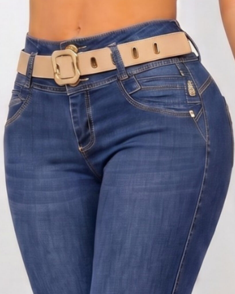 JEAN STRETCH TIRO ALTO 3 BOTONES SIN BOLSILLOS BOTA TUBO