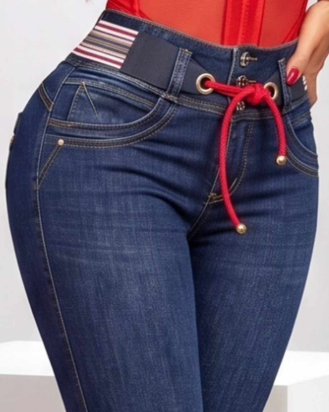 JEAN STRETCH TIRO ALTO 3 BOTONES CON BOLSILLOS BOTA TUBO - Image 2