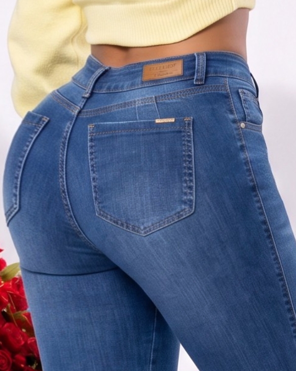 JEAN SLIM FIT 1 BOTÓN CON BOLSILLOS BOTA TUBO