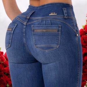 JEAN STRETCH TIRO ALTO 3 BOTONES CON BOLSILLOS BOTA TUBO - Image 3