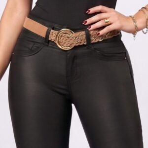 JEAN STRETCH TIRO ALTO 3 BOTONES SIN BOLSILLOS EFECTO CUERO - Image 2