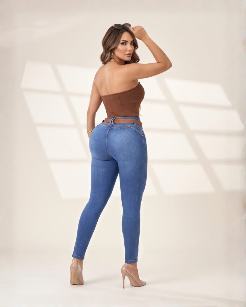 JEAN STRETCH TIRO ALTO 3 BOTONES SIN BOLSILLOS BOTA TUBO
