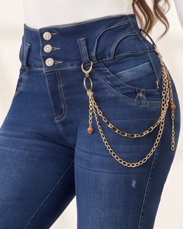 JEAN STRETCH TIRO ALTO 3 BOTONES SIN BOLSILLOS