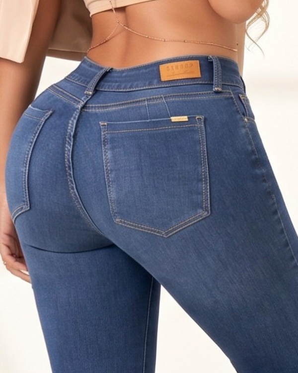 JEAN SLIM FIT 1 BOTÓN CON BOLSILLOS BOTA TUBO